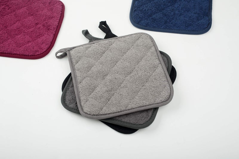 lifaith 100% Cotton Kitchen Everyday Basic Terry Pot Holder Heat Resistant Coaster Potholder for Cooking and Baking Set of 5 (Multi Color 2, Potholder) - Image 5